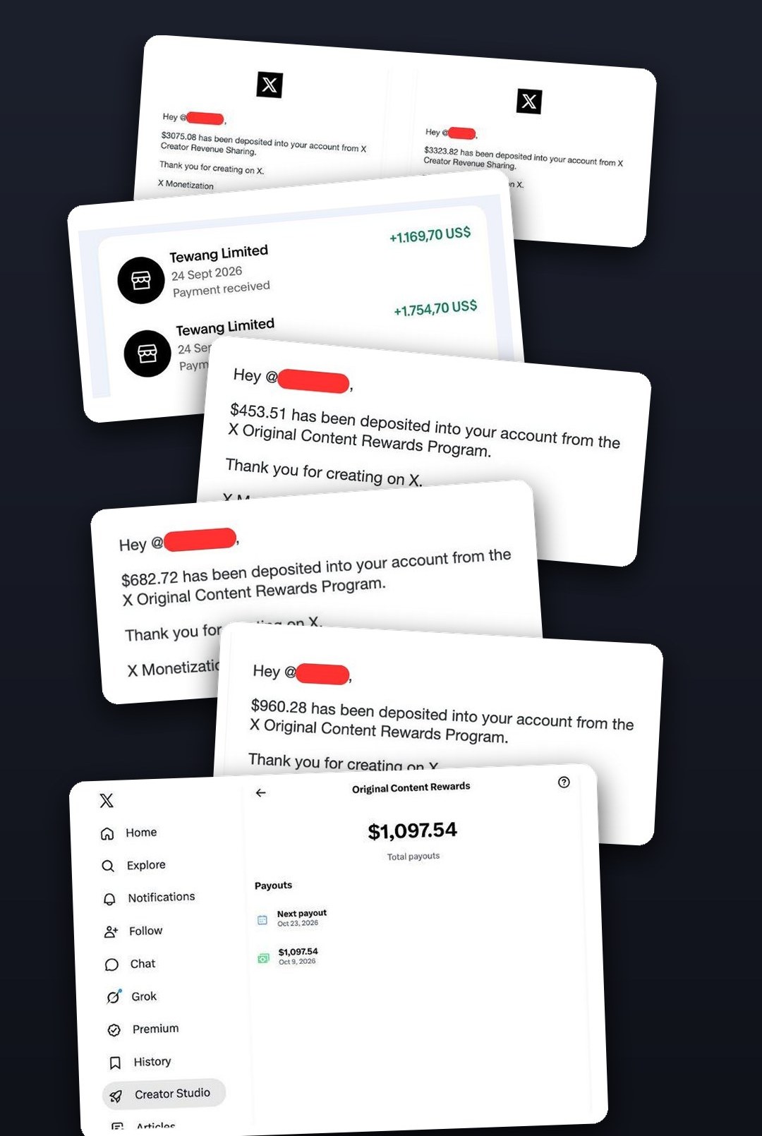 Выплаты X и оплата от рекламодателя